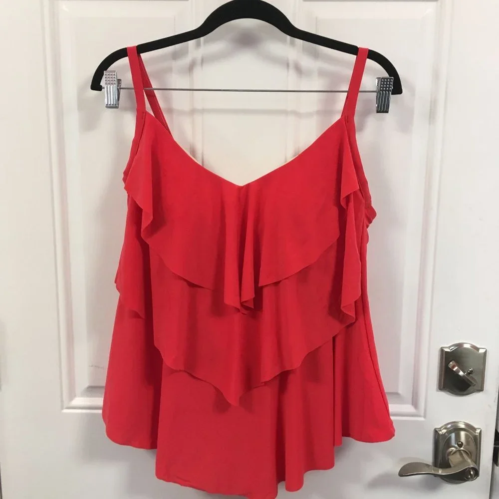 NWT Aqua Green Tiered Tankini Top - Flamingo - Size 16W